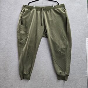 Mandala Women Scrub Pants 3XL Green Cargo Jogger Equa-Tek Relaxed 25"